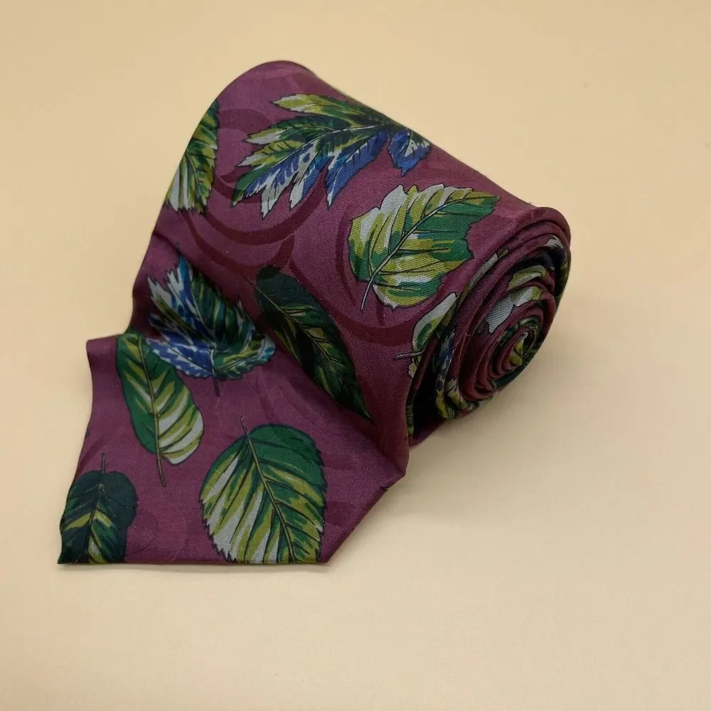 Giorgio Benelli Boutique Silk Dress Tie Made in‎ Italy Floral Plant Print